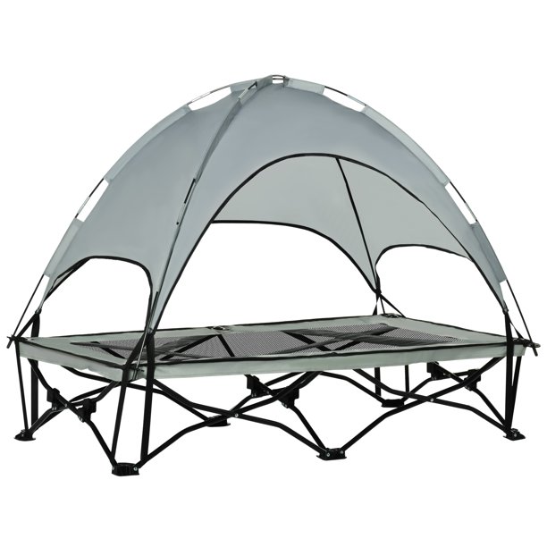 PawHut 46" Elevated Dog Bed, Raised Pet Cooling Cot w/ Canopy Shade