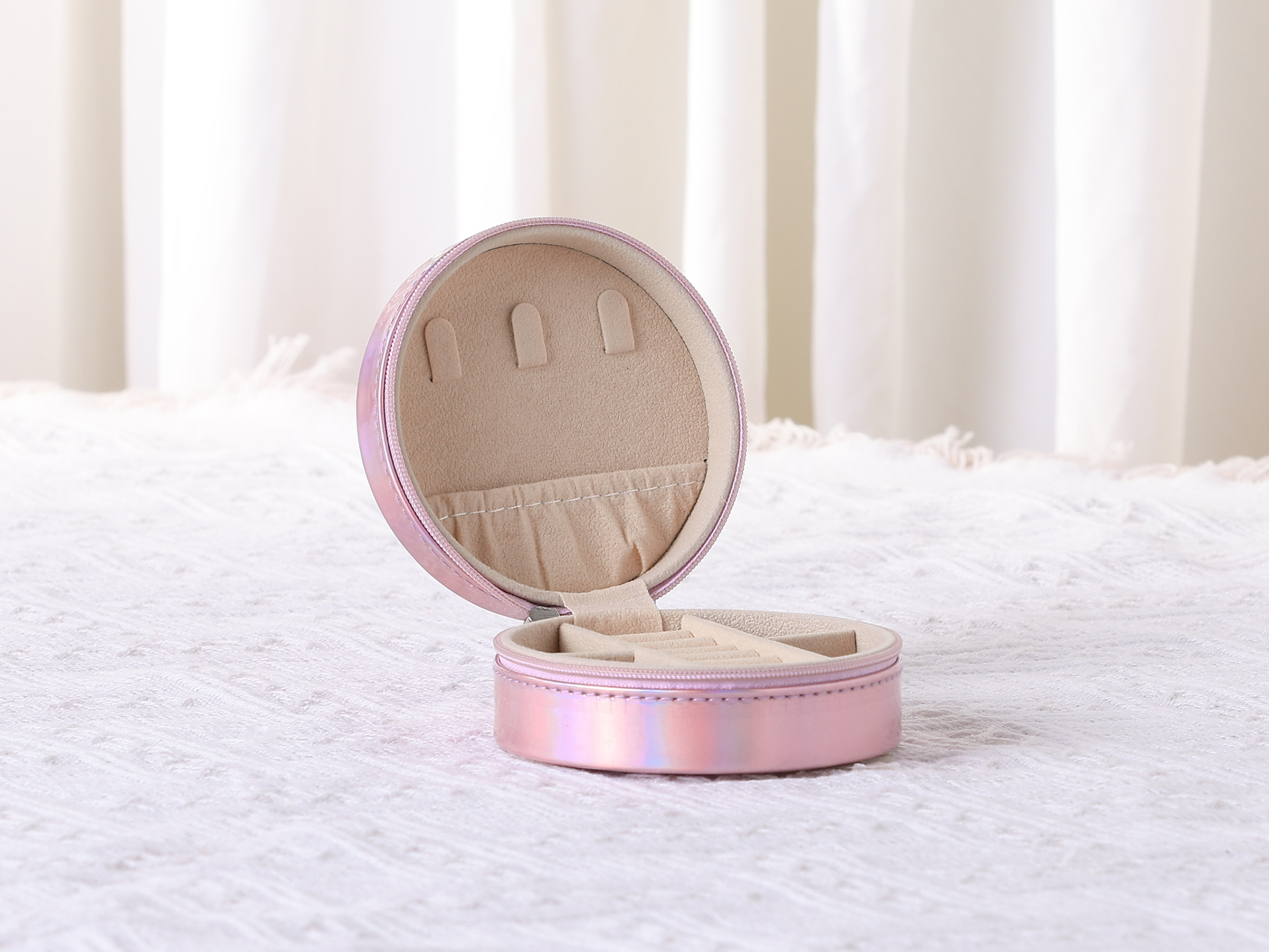 Unique Bargains Jewelry Box PU Leather Jewelry Organizer Storage Display Holder for Ring Pink
