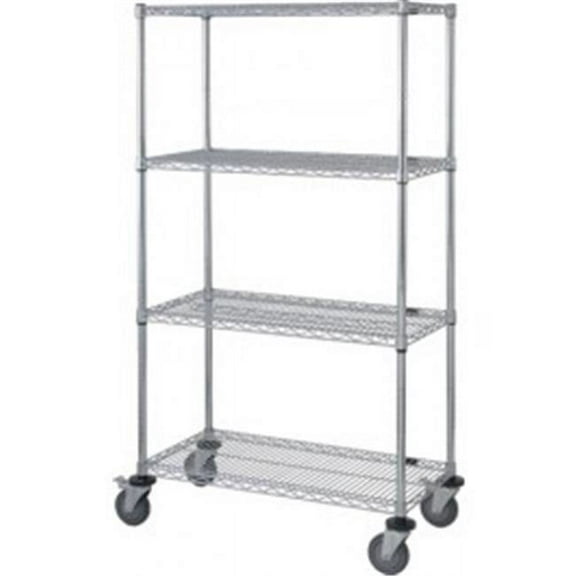 Chrome Wire Shelving 4-Shelf Stem Caster Cart - 63 in.