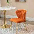 thumbnail image 2 of MOJAY Modern Velvet Dining Chair Set of 2 with Tufted Backrest and Golden Legs, Orange, 2 of 9