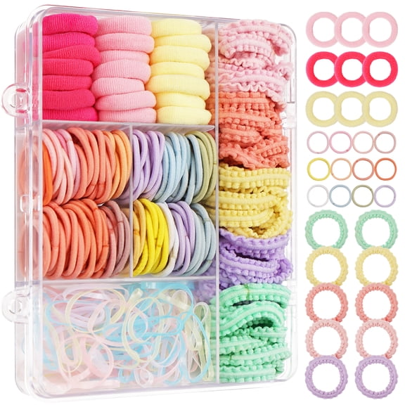 Shgiloo 271 Pcs Elastic Baby Hair Ties, Colorful Hair Rubber Bands Set for Hair with Organizer Box,Hair Accessories for Toddler, Baby, Girl
