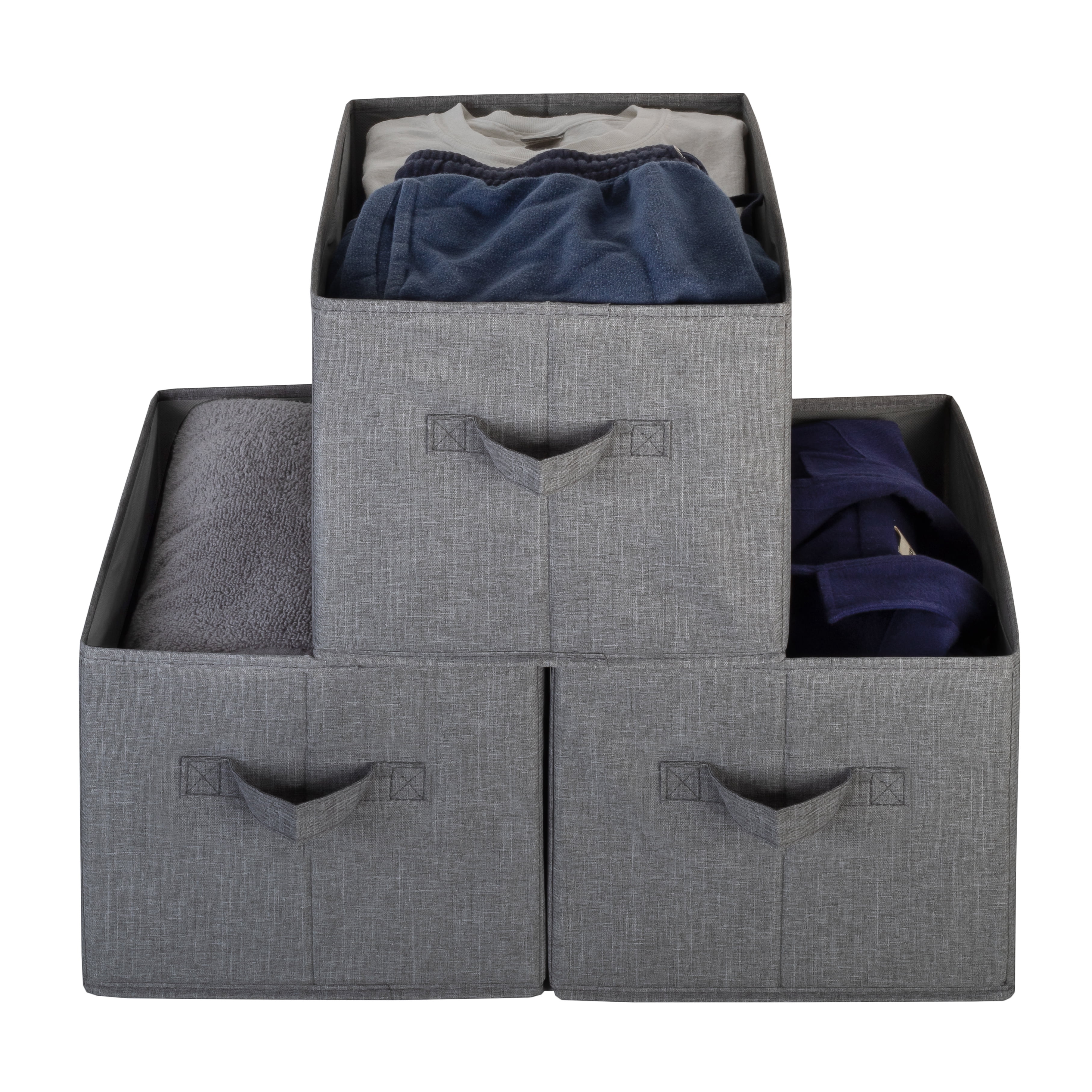 Pomatree Storage Basket - 4 Pack - Fabric Foldable Storage Baskets for Shelves (Grey)