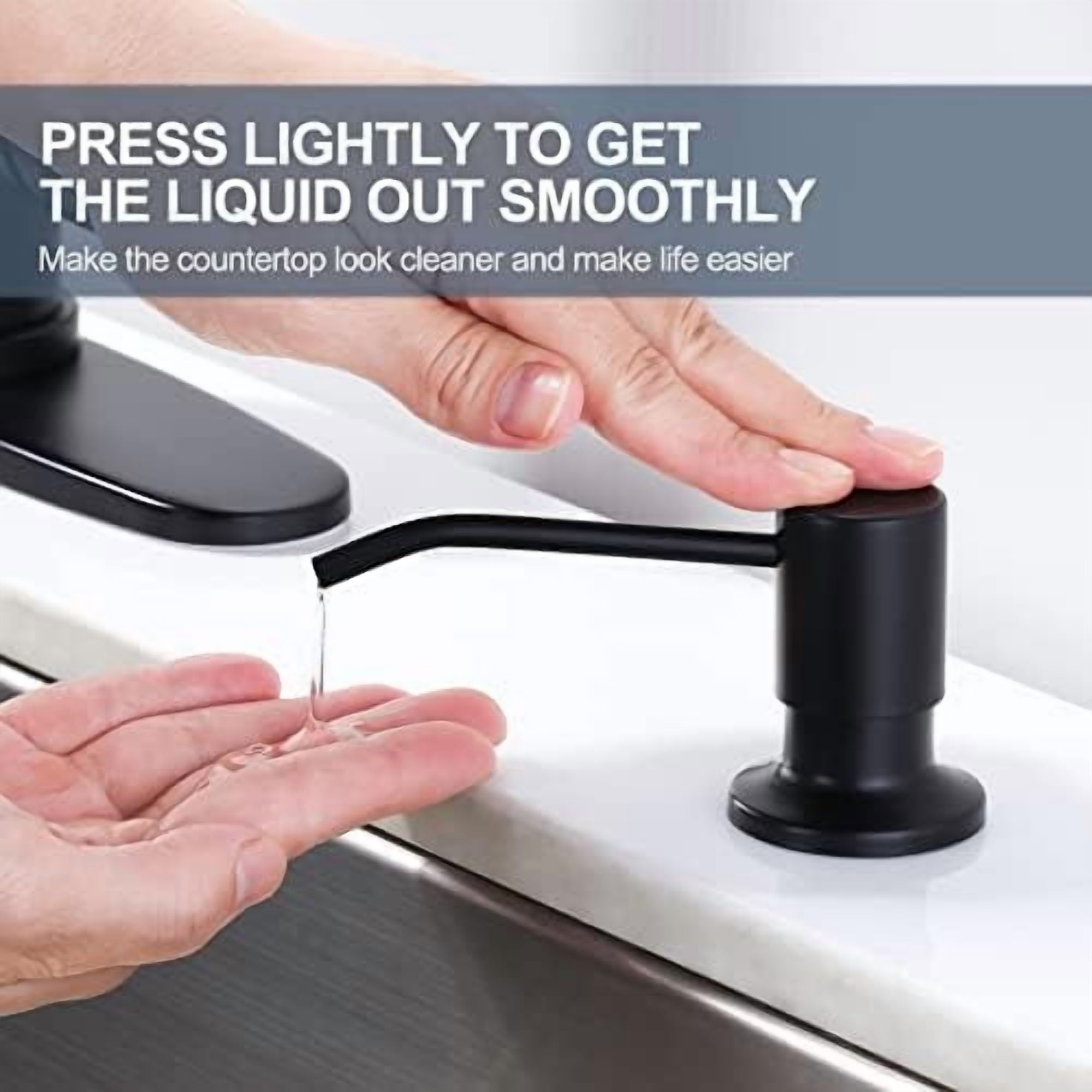 Black Kitchen Faucet with Soap Dispenser, Stainless Steel Kitchen Sink Faucet, Matte Black Kitchen Faucet Single Handle High Arc Utility Sink Faucet for Sink, RV, Laundry, Bar