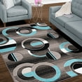 thumbnail image 4 of MDA Rugs Orelsi Collection Abstract Area Rug Grey/Turquoise 8'1'' X 10'5'' 8' x 10' Accent, Indoor Blue Rectangle, 4 of 5