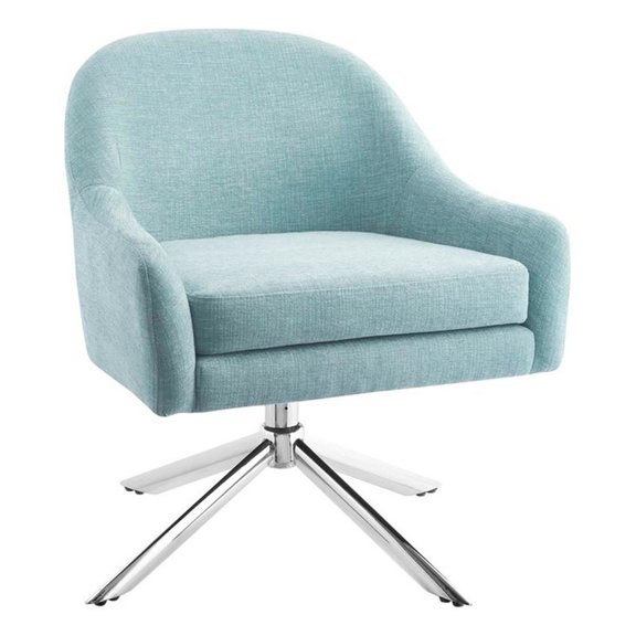 Bowery Hill Modern / Contemporary Metal Capri Swivel Accent Chair in Blue