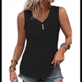 thumbnail image 3 of Camiseta Sin Mangas para Mujer, Conjuntos de Verano, Camisetas con Cuello en V, Camisetas Modernas con Ojales, Ropa Básica Sin Mangas para Vacaciones en la Playa Negro XL, 3 of 7