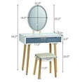 thumbnail image 2 of Gymax Makeup Vanity Dressing Table Set w/ Touch Screen Padded Stool Gray, 2 of 8