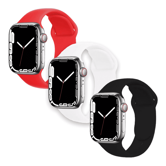 Kit de 3 correas para apple Watch compatible con 45mm/44mm/42mm de silicón. Longitud S/M Mamá Pulpo Paquete silicón