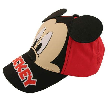 Disney Little Boys Mickey Mouse Character Cotton Baseball Cap, Red/Black, Age
