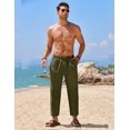 thumbnail image 3 of COOFANDY Mens Linen Pants Casual Lightweight Crooped Pants Yoga Beach Summer Trouser with Pockets, 3 of 6