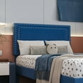 thumbnail image 4 of VECELO Set of 2 Twin Bed Frames, Modern Upholstered Platform Bed Frame with Button Tufted Adjustable Headboard, No Box Spring Needed, Dark Blue, 4 of 11