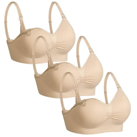 Womens Sleeping Nursing Bra Wirefree front buckle Breastfeeding Maternity Bralette Pack of 3