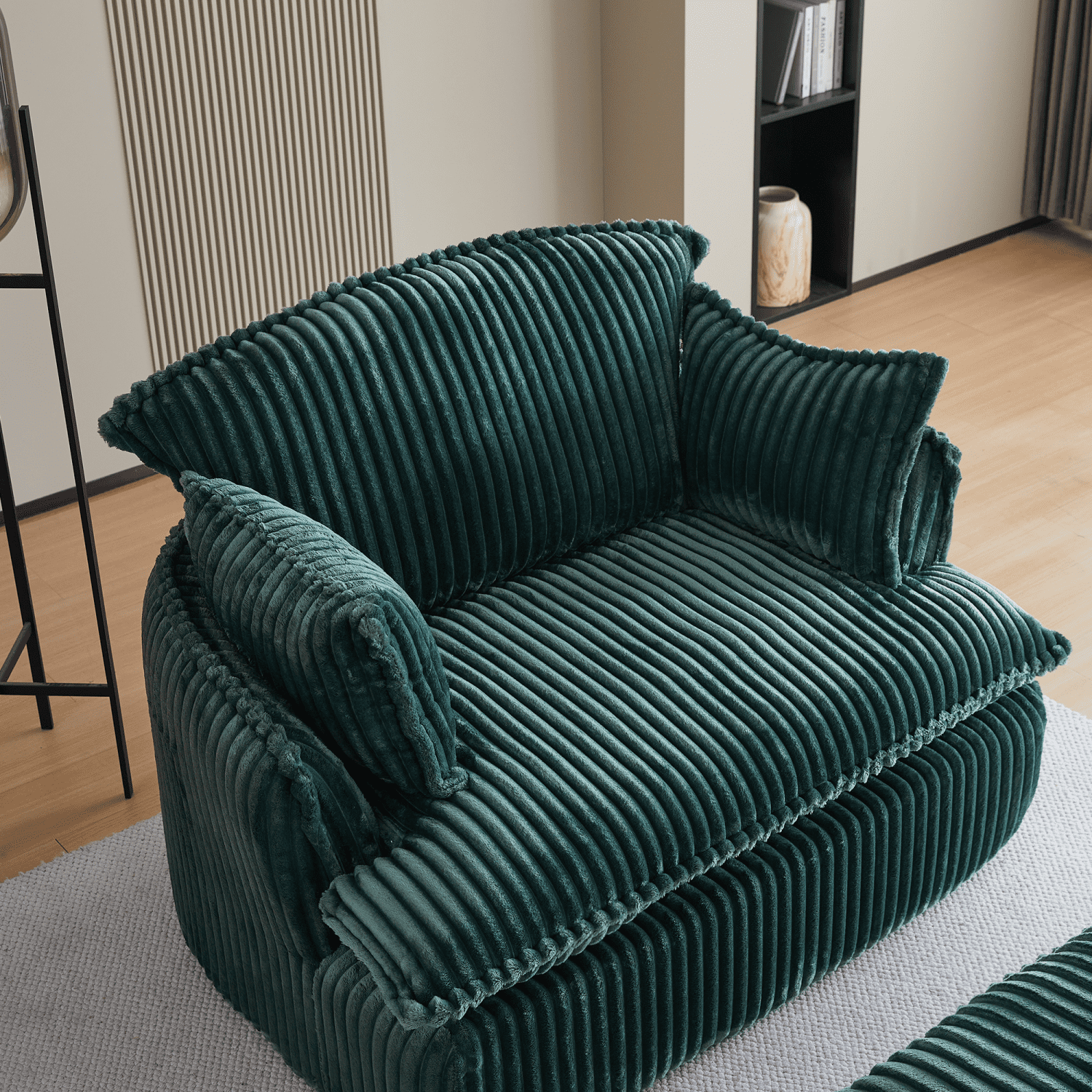 Gewnee Convertible Corduroy Armchair with Ottoman - Modern Compressed for Small Spaces, Living Room