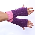 thumbnail image 2 of Yanyanz Gloves Mittens, Women Autumn And Winter Contrast Color Pineapple Pattern Knit Warm Half Gloves, Gloves F One Size, 2 of 7