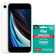 Total Wireless Apple iPhone SE (2020), 64GB, White- Prepaid Smartphone with FREE 90-Day No-Contract Plan