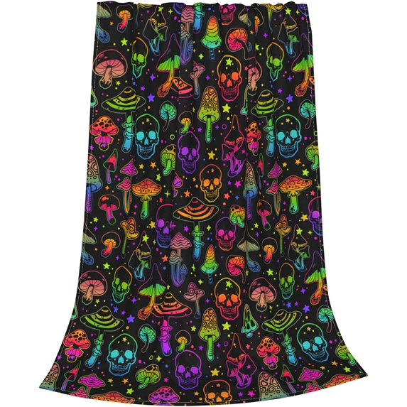 Mushroom Skull Blanket,Fleece Soft Lightweight Cozy Warm Throws Blankets,Kids and Adults Birthday Gifts for Bed, Sofa, Couch, Camping 50"X40"