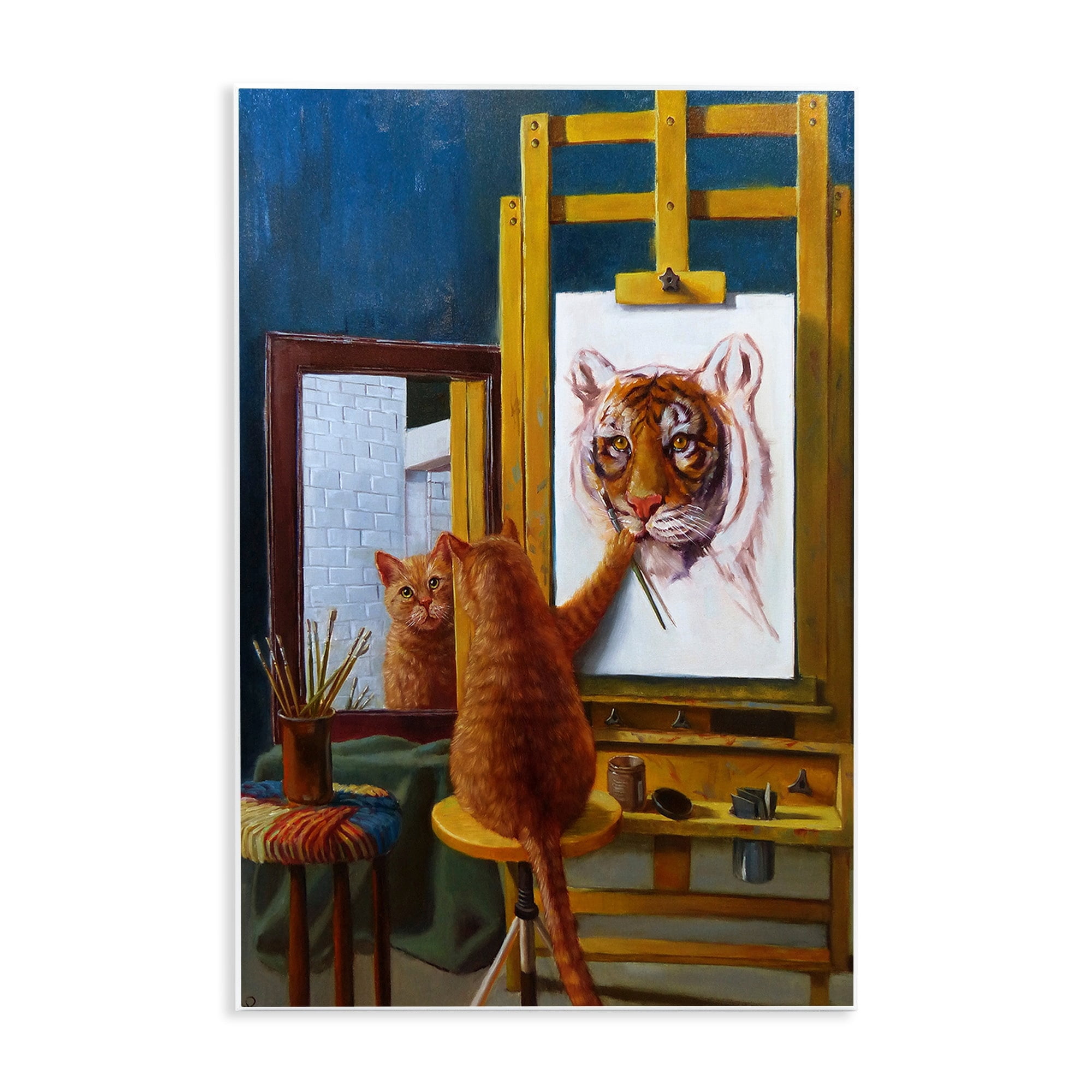 The Stupell Home Decor Collection Cat Confidence Self Portrait as a Tiger Funny Painting Oversized Wall Plaque Art, 12.5 x 0.5 x 18.5