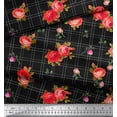 thumbnail image 3 of Soimoi Viscose Chiffon Fabric Check,Leaves & Rose Flower Print Fabric by The Yard 42 Inch Wide, 3 of 3