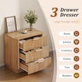 thumbnail image 5 of Nightstand, Wood Nightstand with 3 Drawers, Fluted Bed Side Table, Natural, Modern, 5 of 8