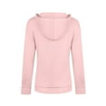 thumbnail image 4 of safuny Women's Fit Tops Hooded Sweatshirt Pocket Holiday V Neck Solid Drawstring Pullover Trendy Shirts Long Sleeve Sports Casual Relaxed Fall Pink S, 4 of 5