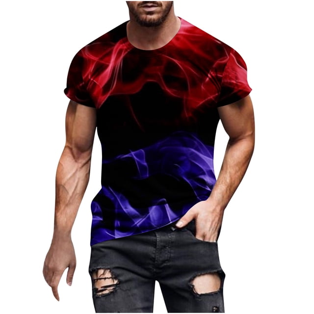 Camisas de Manga Larga para Hombres Blusa de Cuello Redondo de Impresión Cómoda, Camisa Casual de Poliéster para Uso Diario, de Fiesta Y de Primavera de Verano
