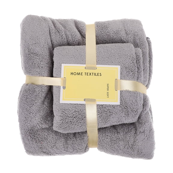 FOMIYES Grey Coral Fleece Bath Towel Set Quick-Dry, Soft & Absorbent, Portable for Home, Bathroom, Travel - 1 Set