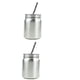 thumbnail image 1 of 2x tarro de albañil irrompible de material acero inoxidable con tapas +, 1 of 8