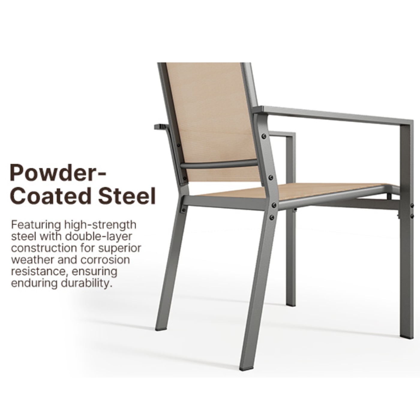 Lofka 7-Piece Outdoor Patio Dining Set ,Patio Conversation Set with 6 Textilene Chairs & 1 Metal Steel Table,Brown