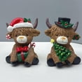 thumbnail image 5 of Christmas Highland Cow Resin Figurine, Festive Christmas Themed, 1 Pack Tabletop Decoration, Ideal for Holiday Home Shelf Mantel Desk Display Christmas Party Indoor Decor, 5 of 5