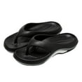 thumbnail image 3 of GPOECD Women's Summer Slide Sandals Comfortable Thick Sole Flip Flops Outdoor Beach Travel Toe Post Slippers Casual Wear With Jeans Black,10, 3 of 7