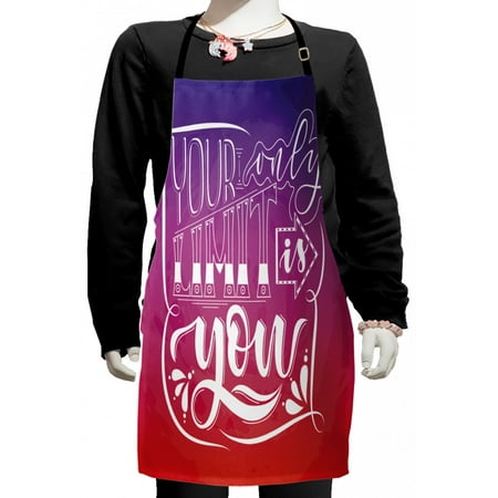 

Saying Kids Apron Inspirational Your Only Limit is You Message Ombre Effect Background Boys Girls Apron Bib with Adjustable Ties for Cooking Baking Painting Vermilion Violet White by Ambesonne