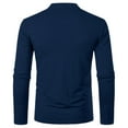 thumbnail image 4 of Evdexr Men's Long Sleeve Shirts Big and Tall Henley T Shirts Cotton Round Neck Workout Top Fall Button Down Raglan Classic Stretch Tops Navy L, 4 of 7