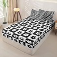 thumbnail image 2 of Erosebridal Simple Daisy Floral Pattern Zipper Twin Comforter Sets with Fitted Sheet and 2 Pillowcases,Checkered Grid Print Zipper Bedding Set,Black White,Black Reversible, 2 of 6