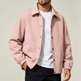 thumbnail image 3 of FRSASU Men's Casual Coach Jacket Snap Button Closure Collared Loose Fit Lightweight Windbreaker Outerwear Pink, 3 of 6