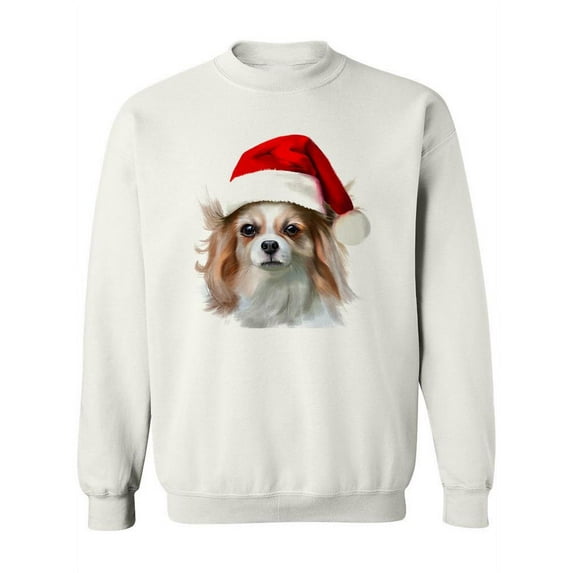 Cute Dog With Santa Hat Sweatshirt Women -Image by Shutterstock, Female XX-Large