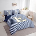 thumbnail image 2 of Erosebridal Kids Cartoon Monogrammed E Twin Bedding Sets 7-Piece, Navy Stripes Ombre Bedding Comforter Set, 2 of 7