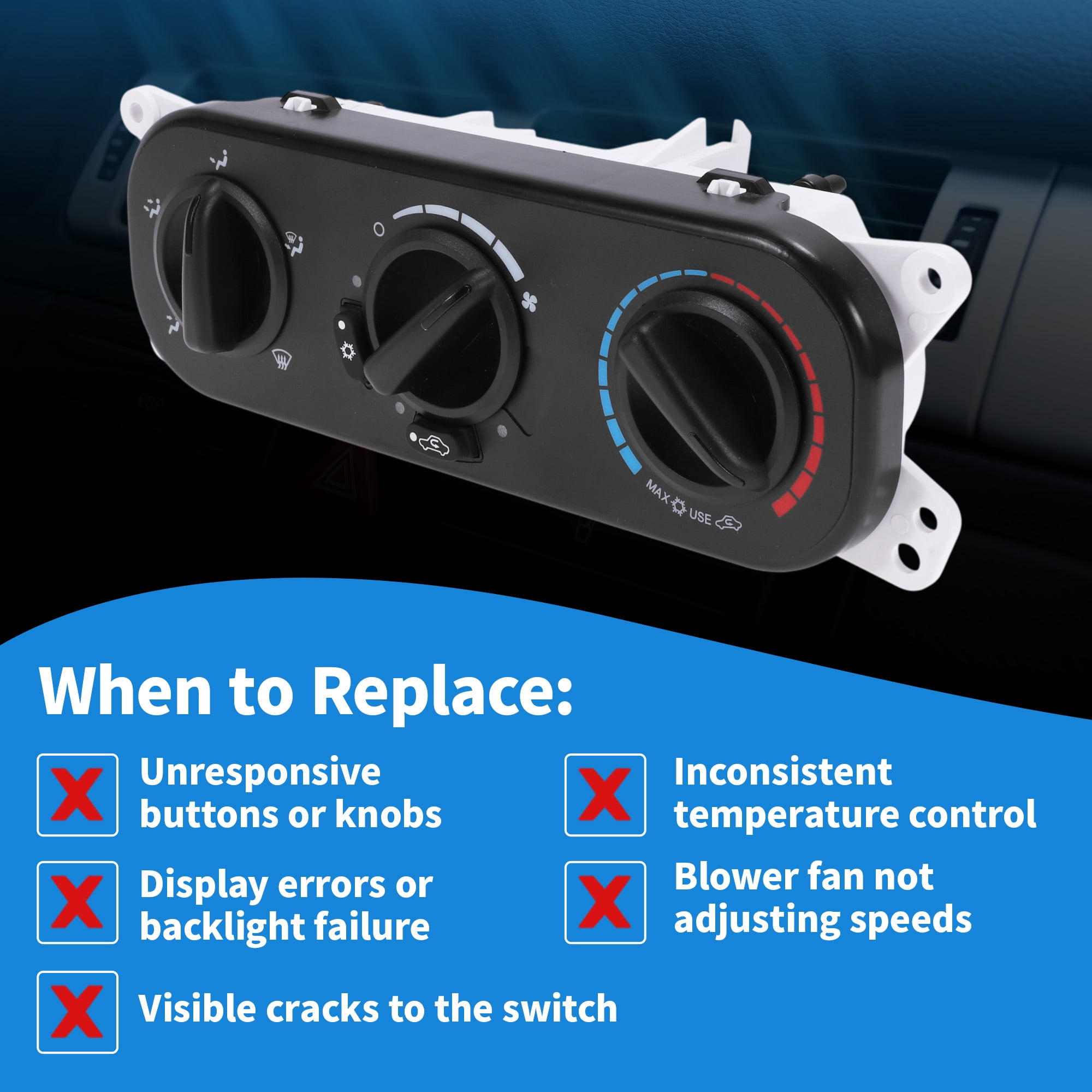 Unique Bargains A/C Heater Climate Control Switch Module Panel for Jeep Wrangler 3.8L 2007 2008 2009 2010 HVAC Climate Temp Unit No.55111841AE/55111841AB/55111841AC