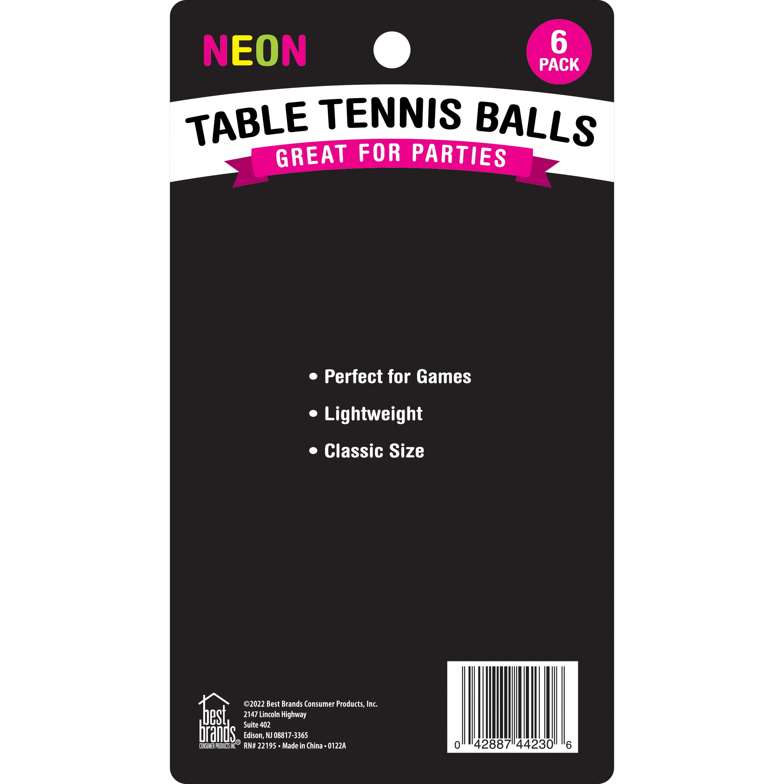 Drinkmate Best Brands Tabletop Tennis Ball Plastic White (Pack of 6) 