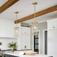 thumbnail image 3 of ZHLWIN Gold Metal Crystal Pendant Light, Round Dining Room Light Fixture Semi Flush Mount Ceiling Light Fixture, Lndustrial Farmhouse Chandelier for Hallway Balcony Kitchen Island, 3 of 8