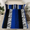 thumbnail image 2 of Feelyou Blue Leopard Print Twin Sheet Sets, Fashion Stripes Abstract Twin Fitted Sheet, Contemporary Style Flat Sheet, Super Cozy Room Decor, 3pcs, 2 of 7