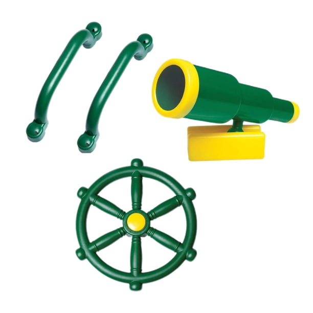 Vogacara Telescopio pirata para niños, volante y manubrios de seguridad para la casa del árbol Juegos de césped