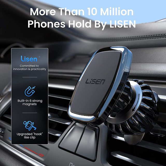 LISEN Magnetic Phone Car Mount Holder Compatible with All Smartphones & Tablets