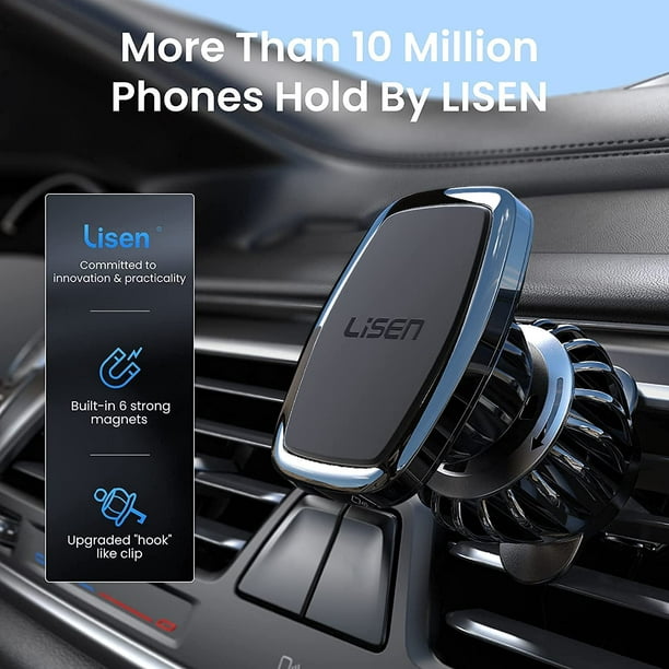 Support magnétique pour voiture pour téléphone LISEN compatible avec tous  les smartphones et tablettes 