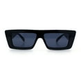 thumbnail image 5 of Womens 80s Mod Square Cat Eye Narrow Rectangle Thick Plastic Sunglasses All Black, 5 of 8