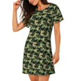 thumbnail image 2 of Lsque Camouflage Dinosaur Pattern Nightgowns for Women Sleep Shirts Short Sleeve Nightshirt Pullover Nightdress Soft Sleepwear Relaxed Fit Nightdress, 2 of 6