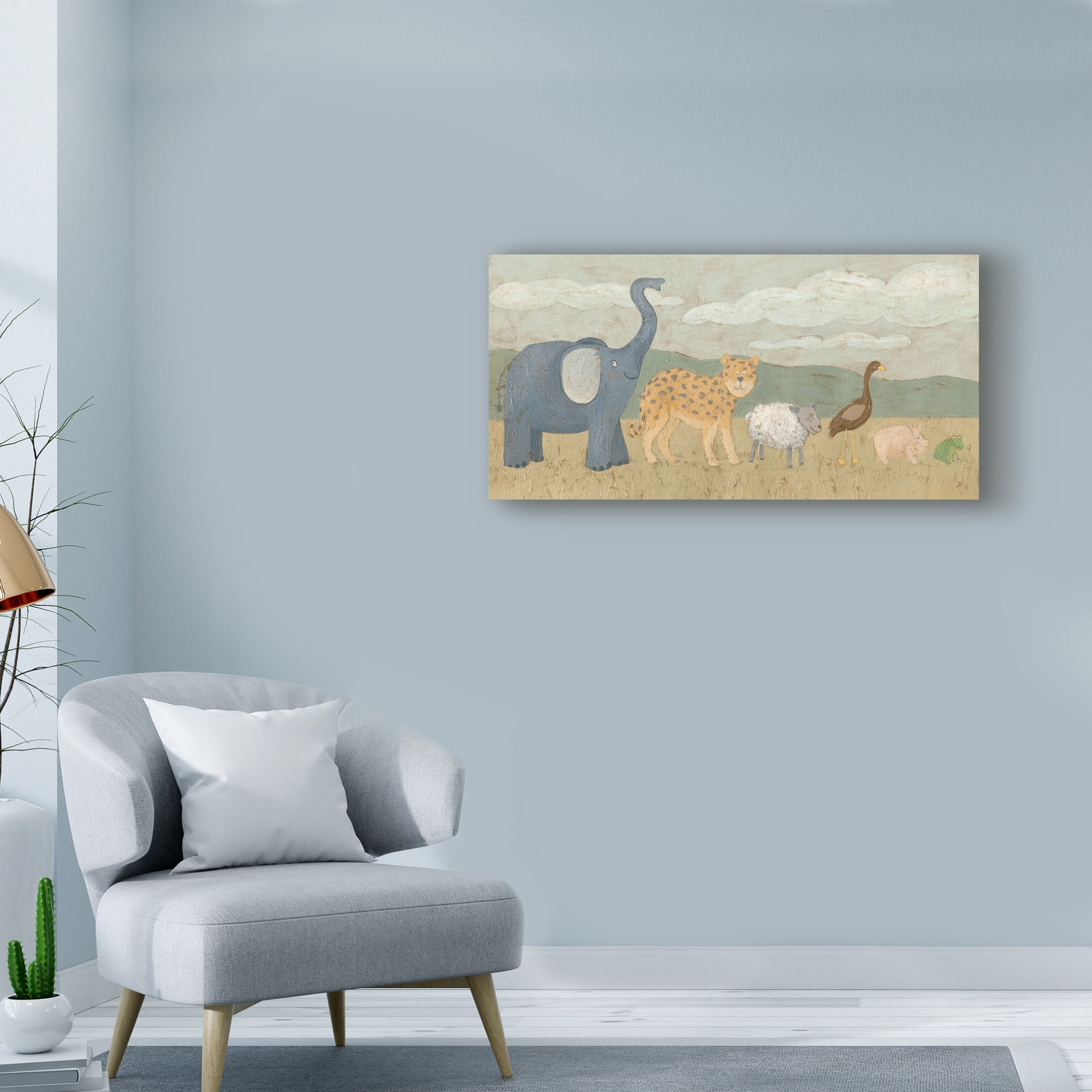 Trademark Fine Art 'Animals All in a Row I' Canvas Art by Megan Meagher