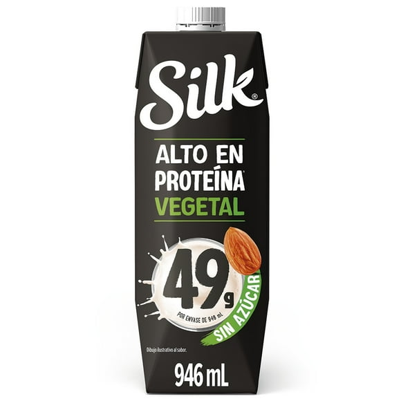 Bebida vegetal Silk almendra sin azúcar alto en proteína 946 ml