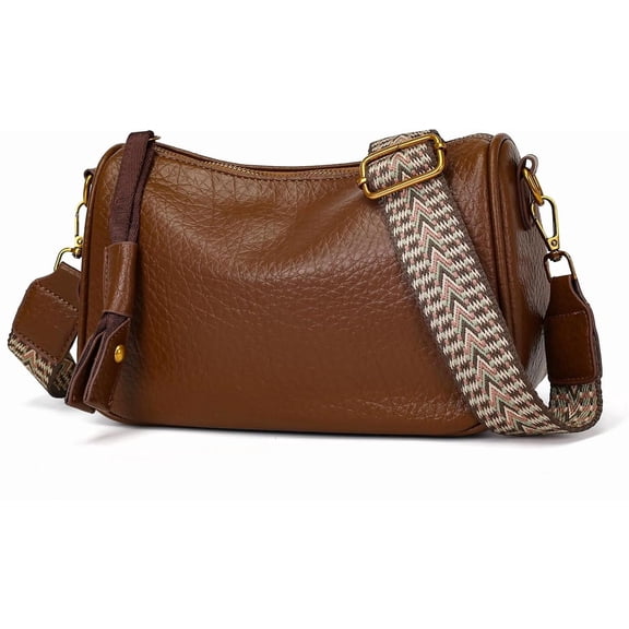 Women Leather Crossbody Purse Small Bag with Wide Adjustable Strap | Stylish soft leather crossbody purse for women, for daily use, travel, and shopping with a secure zip closure.
