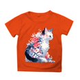 thumbnail image 2 of XQYLOS Preteen Girls' Lightweight Tee Girls' Stylish Summer Top Girls Summer Loose Casual Trendy Cute Cat Printed Short Sleeve T Shirt Top Children'S Colorful T-Shirt, 2 of 3
