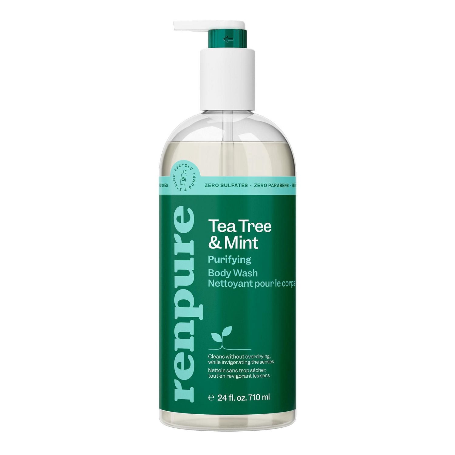 Renpure Tea Tree & Mint Body Wash - Cleanses, Invigorates & Refreshes Skin Without Over-Drying - For All Skin Types  - 24 Fl Oz